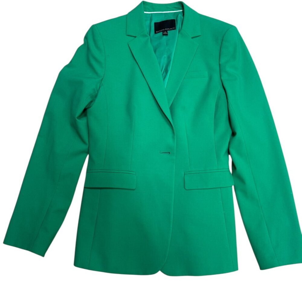 Banana Republic Green Tailored One-Button Blazer Size 4 EUC - Picture 3 of 5